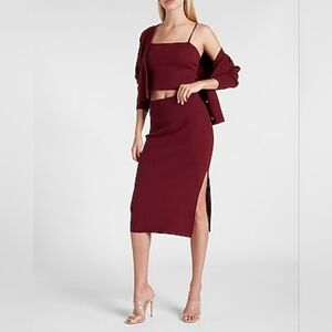 Express High Waisted Midi Sweater Pencil Skirt and Cropped square neck cami